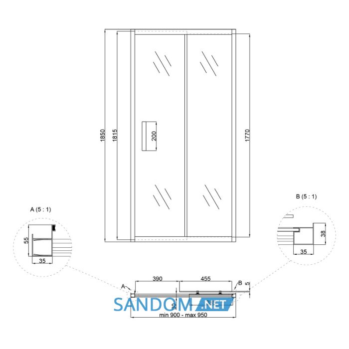 Душевая дверь в нишу Lidz Zycie SD90x185.CRM.FR Frost