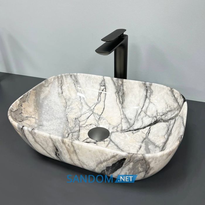 Умывальник накладной VBI RAVENNA LIGHT GREY ONYX GLOSSY 46x32,5