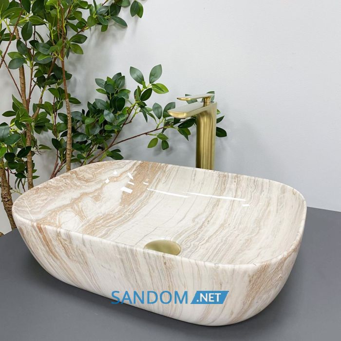 Умывальник накладной VBI RAVENNA TRAVERTINE GLOSSY 46x32,5
