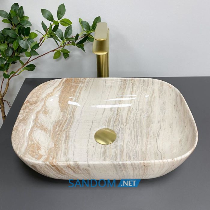 Умывальник накладной VBI RAVENNA TRAVERTINE GLOSSY 46x32,5