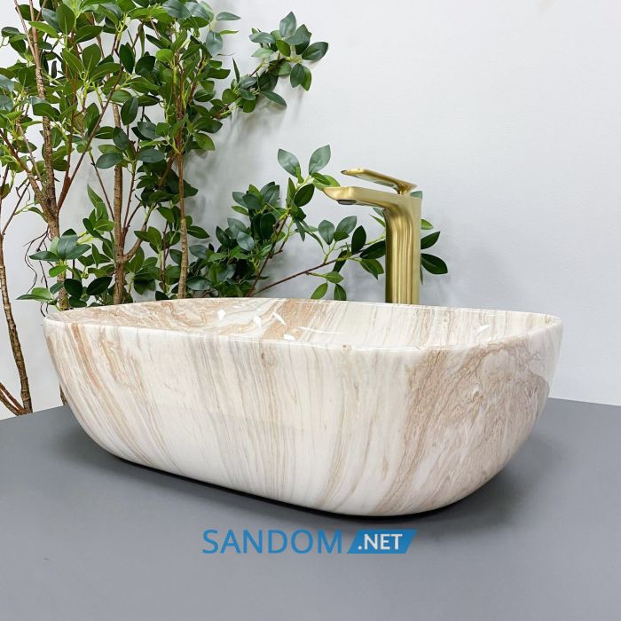 Умывальник накладной VBI RAVENNA TRAVERTINE GLOSSY 46x32,5