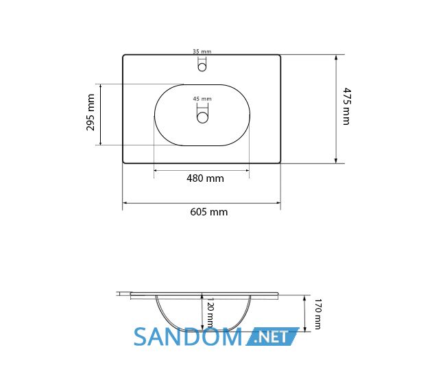 Умывальник врезной VBI PORDENONE WHITE 60,5x47,5