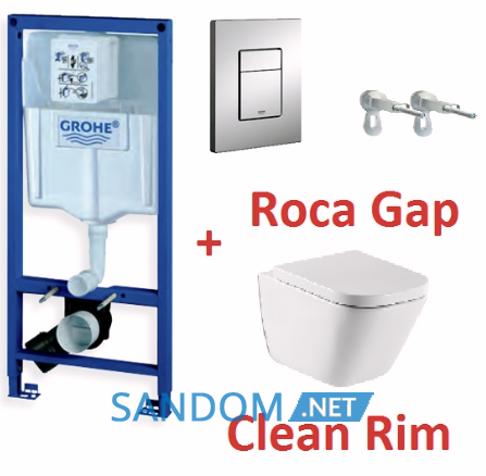 Инсталляция Grohe Rapid SL с унитазом Roca Gap Clean Rim и крышкой плав. опуск.