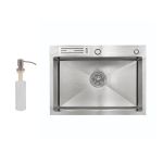 Мойка для кухни Lidz H6045K 3.0/1.0 мм Brush cо встроенным держателем для ножей
