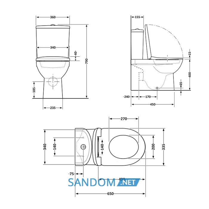 Унитаз-компакт Qtap Presto безободковый с сиденьем Soft-close QT24221217AW