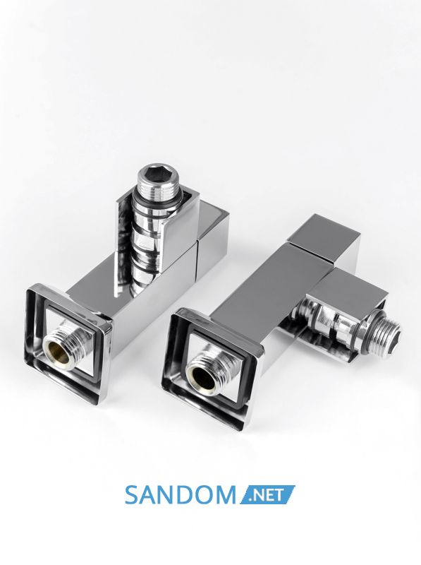 Кран для полотенцесушителя Марио угловой квадратный, G1/2" 2шт